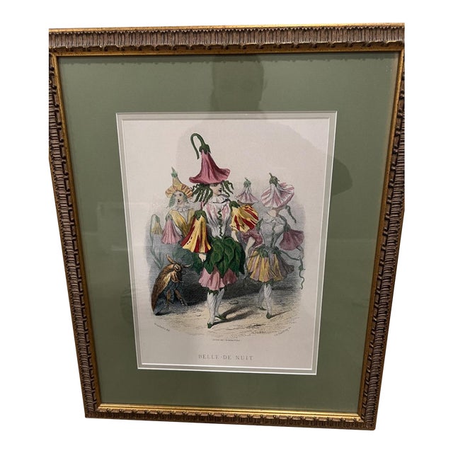 Grandville Belle-De-Nuit Hand-Colored Engraving Les Fleurs Animees For Sale