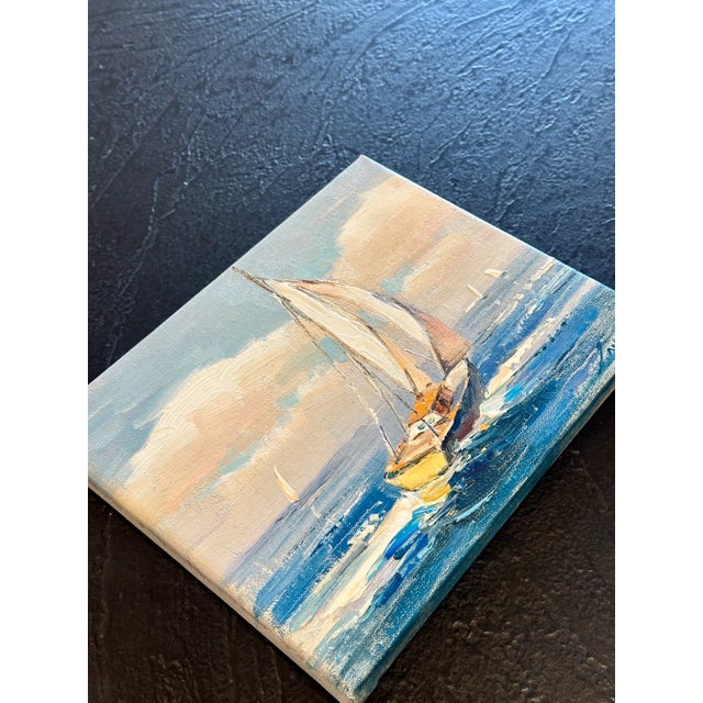 2000 - 2009 "Full Sail", Contemporary Costal Oil Painting on Canvas, Unframed For Sale - Image 5 of 6