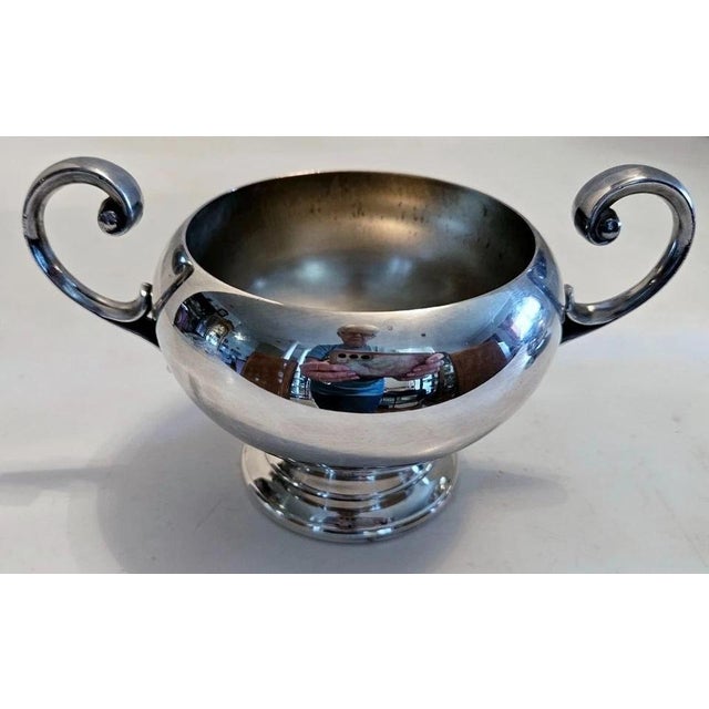 Art Deco Vintage Epc Bristol Silver 39 Cream & Sugar Set Silverplate Hollowware Tableware For Sale - Image 3 of 10
