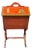 Vintage 20th Century English Style Red Japanned Hinged Two-Sided Flip-Open Sewing Cabinet For Sale