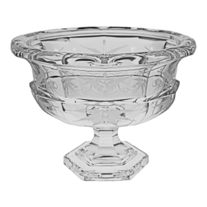 Late 20th Century Biedermeier Style Etched Crystal Pedestal Bowl Centerpiece Tazza Floral Arrangement Vase Fruit Bowl Wedding Anniversary Gift