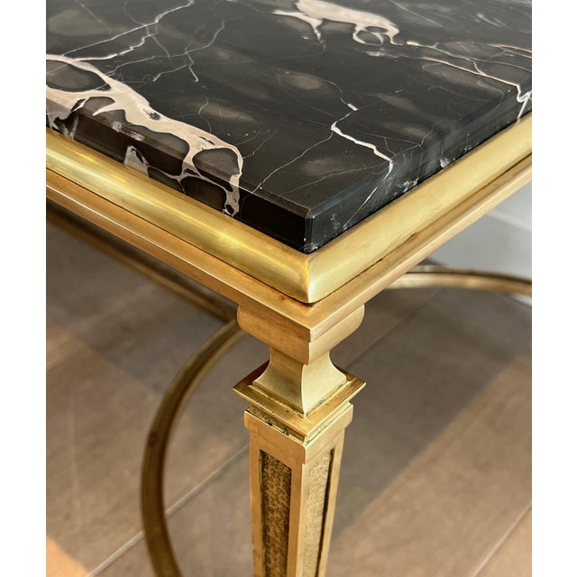 1940s Bronze coffee table with black Portor marble top in the style of Maison Jansen For Sale - Image 10 of 12