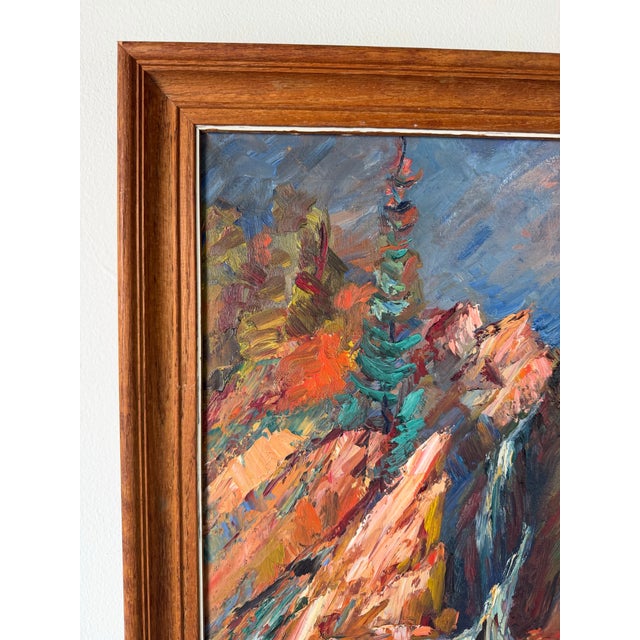 1970’s Vintage Impressionist Autumn River Landscape Oil on Canvas Painting, Framed For Sale - Image 4 of 12
