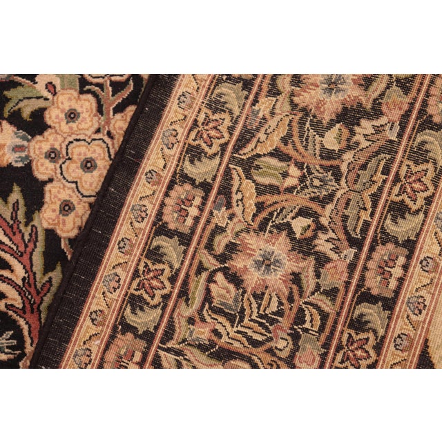 Textile Art Nouveau 1990's Pak-Persian Black/Green Wool Rug - 5'11'' X 9'1'' For Sale - Image 7 of 9