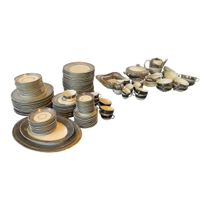 1940s Johann Haviland Bavaria Sterling Rimmed Dishes - 132 Pieces
