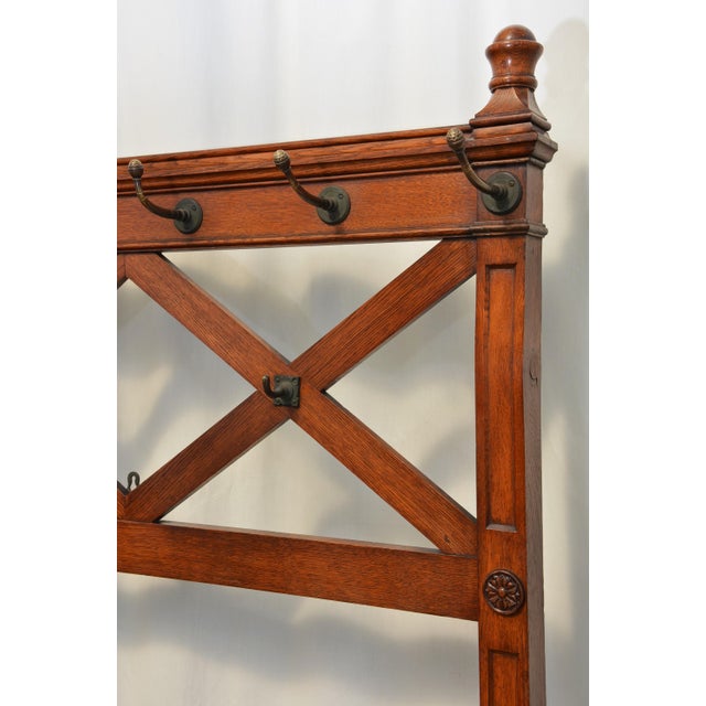 English Victorian Gothic Coat Stand in Oak, 1860 For Sale - Image 11 of 18