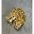 Mid 20th Century Vintage Lion's Head Gold Tone Brooch With Rhinestone Eye For Sale - Image 5 of 12