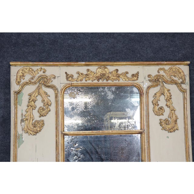 French Large French Louis XV Style Parcel Gilt Trumeau Mirror Impressive Design For Sale - Image 3 of 10