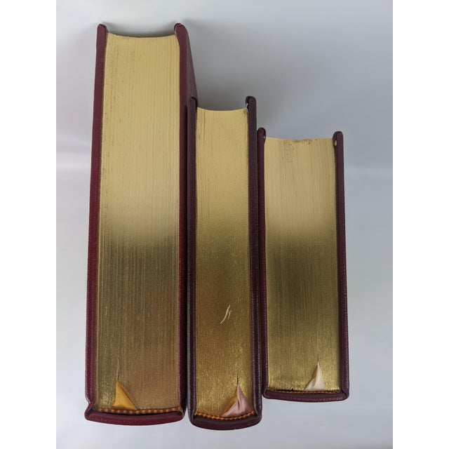 Late 20th Century Vintage Easton Press Genuine Leather Classics, Burgundy & Gold Gilt, Set of 3 For Sale - Image 5 of 14