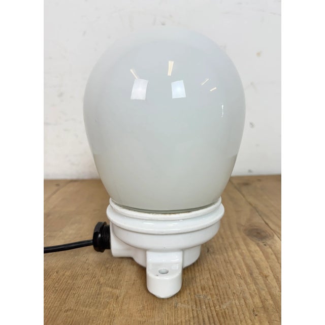 Vintage Porcelain and Milk Glass Ceiling Light, 1960s For Sale - Image 4 of 14
