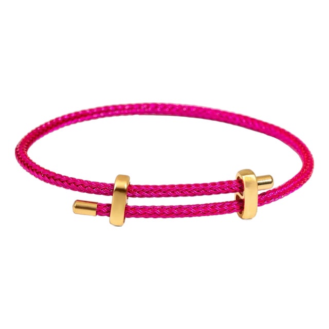 Fuchsia Glow Adjustable Gold Rope Bracelet For Sale