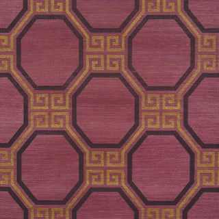 Sample - Schumacher Octavia Sisal Wallcovering In Golden Plum For Sale