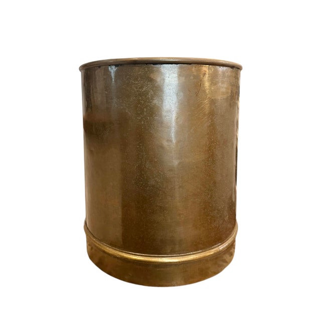 Vintage Labrazel Antique Brass Wadtebasket / Waste Basket / Trash Can, Made in Italy For Sale - Image 4 of 7