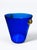 Splendid ice bucket (glacette) in Murano Glass by Cà dei vetrai. A stunning blue with amber handles. Acid signed on the...