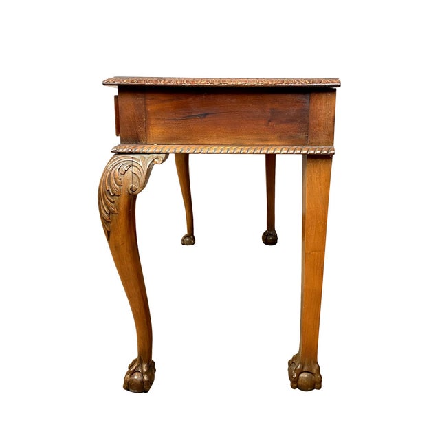 English Chippendale Revival Mahogany Three-Drawer Console Table, English, Circa 1880 For Sale - Image 3 of 10