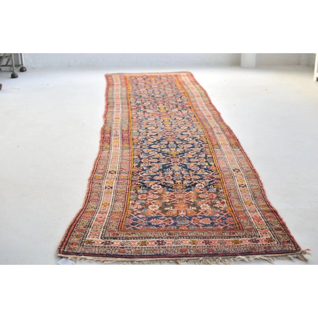 1940s Water Garden Runner Rug , 4 x 15.5 For Sale In Milwaukee - Image 6 of 11