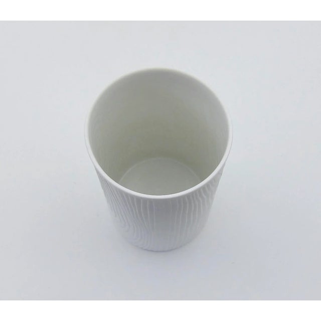 Ceramic Vintage German Op-Art White Bisque Porcelain Vase Set With Wood Grain Decor For Sale - Image 7 of 11