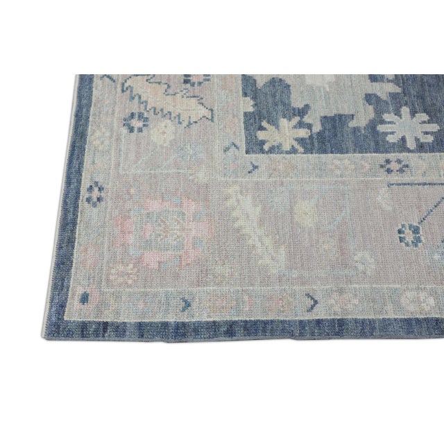 Blue & Pink Handwoven Turkish Oushak Rug 8'1" X 9'10" For Sale In Houston - Image 6 of 10