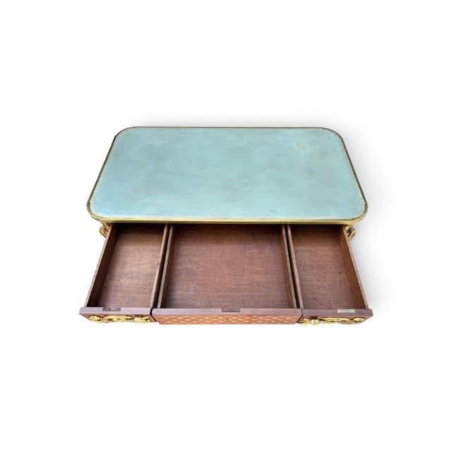 French French Louis XVI Marquetry & Gilt-Bronze Bureau Plat Attributed Maison Beurdeley For Sale - Image 3 of 8