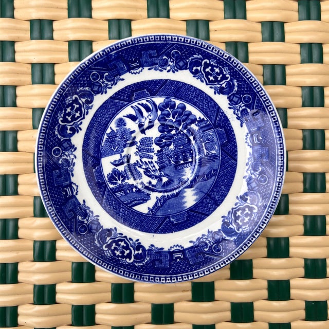 Ceramic Antique English Blue Willow Transferware Trinket Dish by Alfred Meakin For Sale - Image 7 of 8