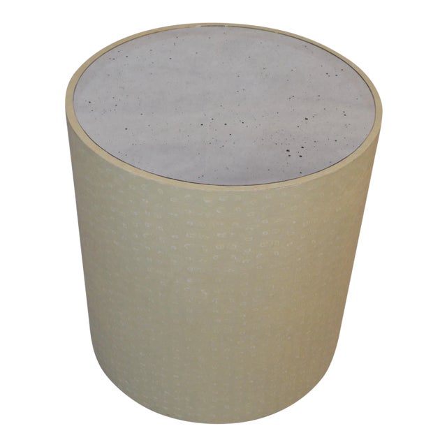 Made Goods Jordan Side Table in Cream Faux Turtle For Sale