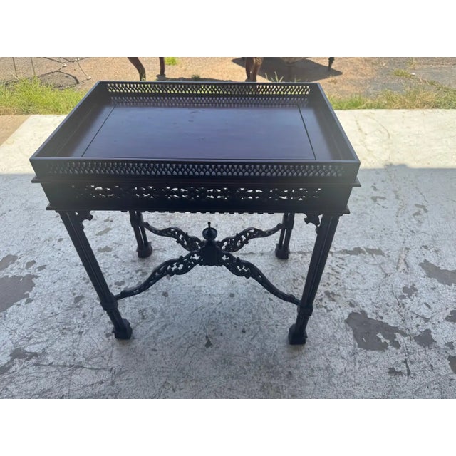 Chippendale Late 20th Century Elegantly Mahogany Chippendale Style Accent Table For Sale - Image 3 of 6