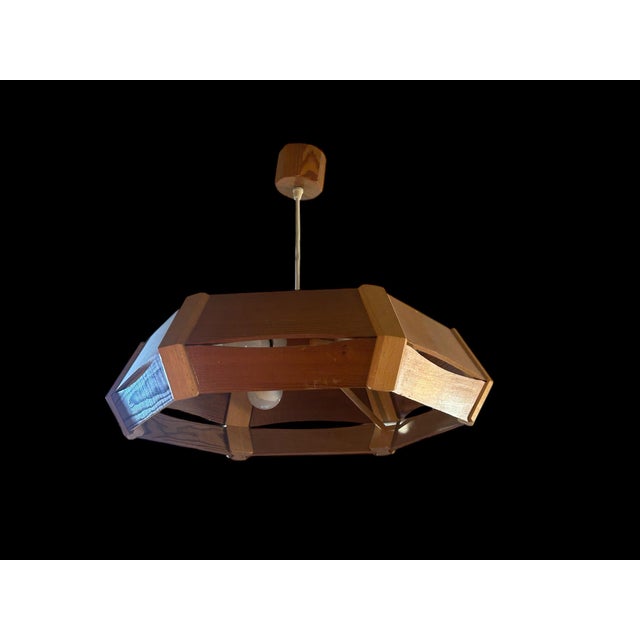 Mid-Century Modern Brutalist Wood Pendant, 1970s For Sale - Image 3 of 8