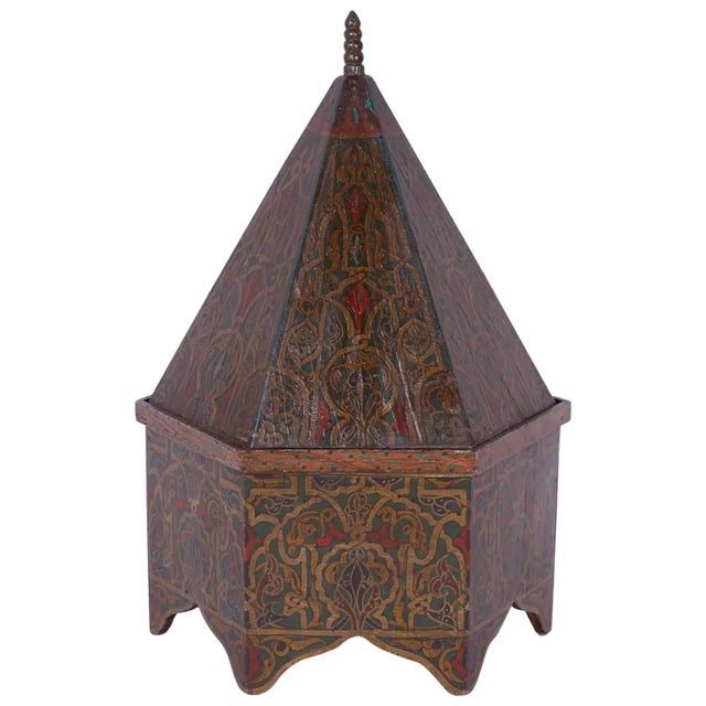 Antique Moroccan Painted Wood Box For Sale - Image 9 of 9