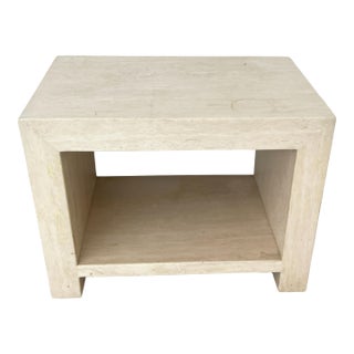 Set of 2 Kreiss Italian Travertine Caravelle End Tables For Sale