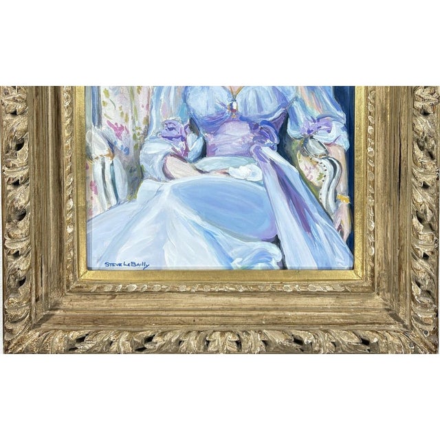Wood Signed Steve LeBailly Original Tempera Master Study After Sargent's Lady Agnew Framed For Sale - Image 7 of 10