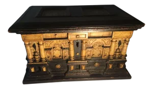 17th Century Alabaster and Ebonised Wood Casket Malines Coffer