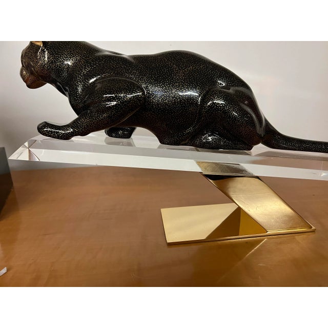 Metal Vintage 1970s Italian Panther on Lucite Stand For Sale - Image 7 of 9