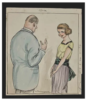 Luigi Bompard, Family Suggestions, Watercolor and Ink, 1920s