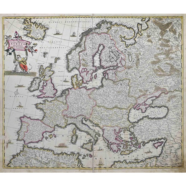 Nova et Accurata Totius Europae Descriptio Etching by Frederick de Wit, 1680s For Sale