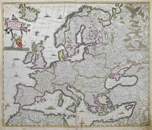 Nova et Accurata Totius Europae Descriptio Etching by Frederick de Wit, 1680s
