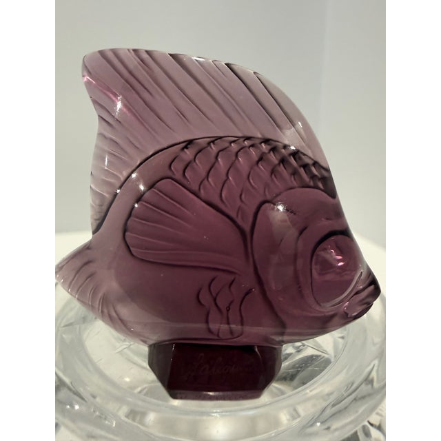 Late 20th Century Lalique Amethyst Crystal Fish Sculpture – Signed Lalique France For Sale - Image 10 of 11