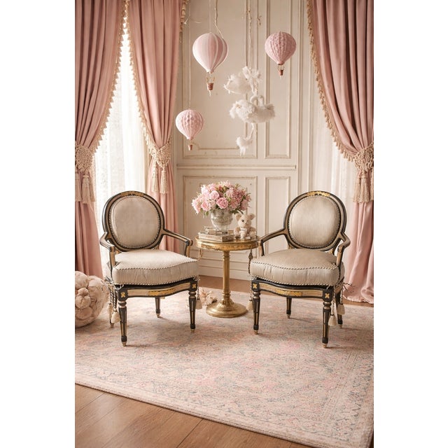 An exquisite pair of handcrafted diminutive chairs, custom made in Italy circa mid-to-late 20th century. These chairs...