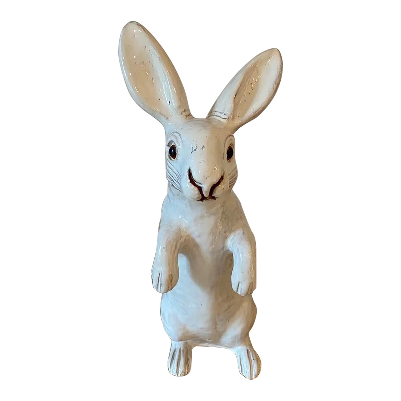 Vintage Faience Majolica French Bunny Rabbit, Large | Chairish