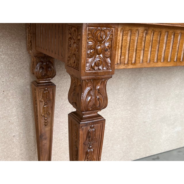 French Louis XVI Style Carved Oak Convertible Console or Dining Table For Sale - Image 10 of 13