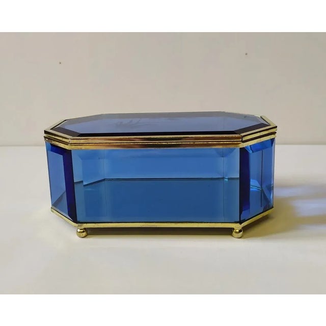Metal Blue Glass Box attributed to Pietro Chiesa for Fontana Arte, 1950s For Sale - Image 7 of 7