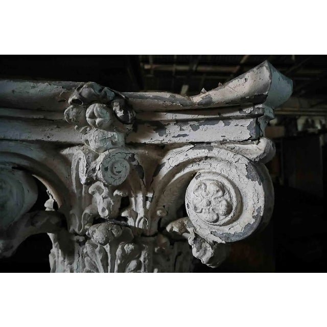 Metal Antique Zinc Column Capital For Sale - Image 7 of 11