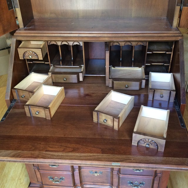 1980s Maddox Solid Cherry Wood Secretary Desk - 2 Pieces For Sale - Image 10 of 12