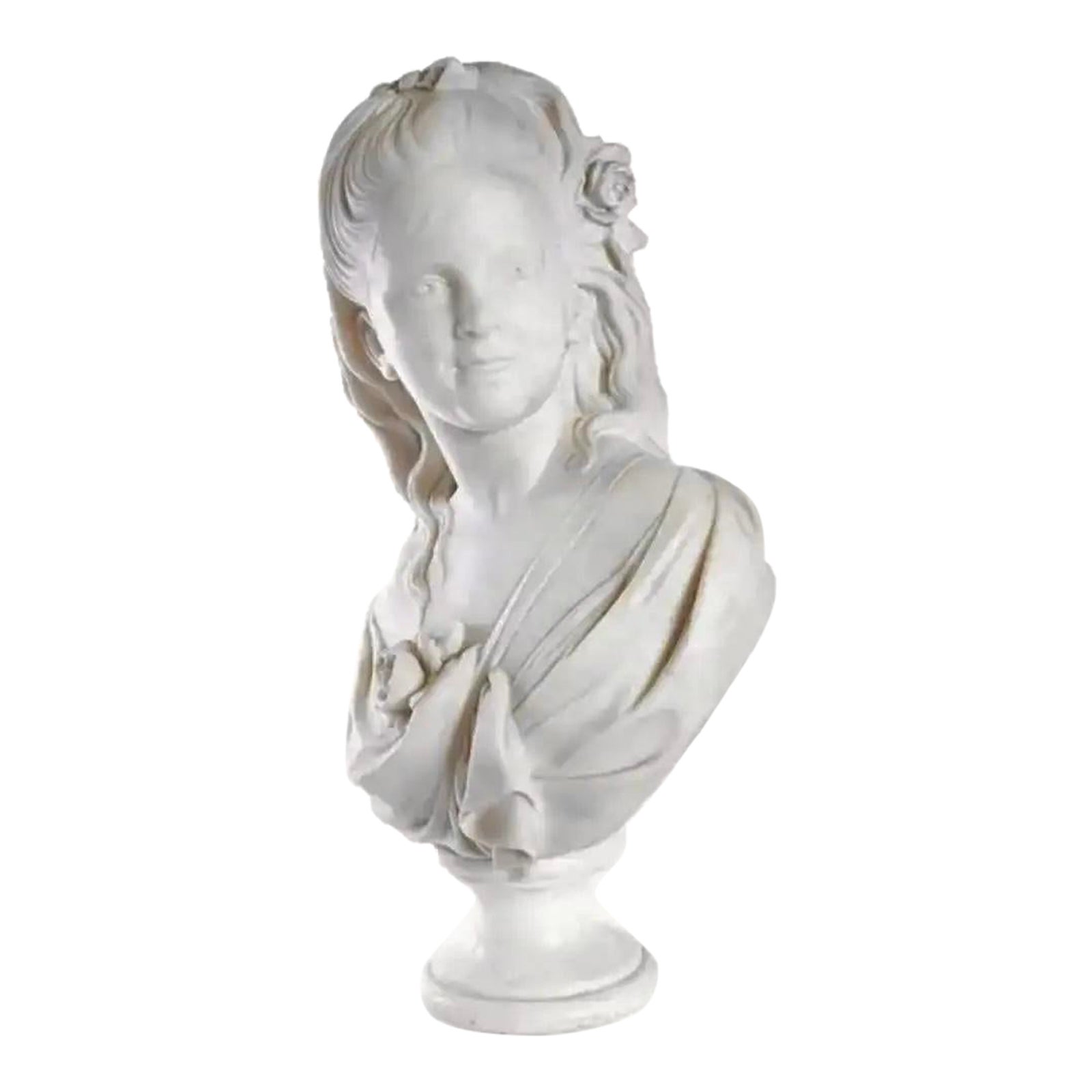 European Marble Bust of a Young Girl | Chairish