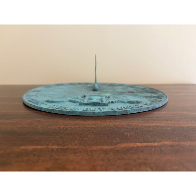 French Country Vintage English Country Iron Garden Sundial "I Count None but Sunny Hours" For Sale - Image 3 of 7