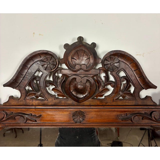Wood Large Renaissance Revival Hardwood Mirror, Early 20th-Century For Sale - Image 7 of 16