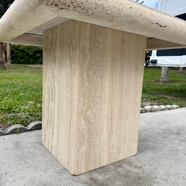 Late 20th Century Vintage Italian Travertine Side Table For Sale - Image 5 of 9