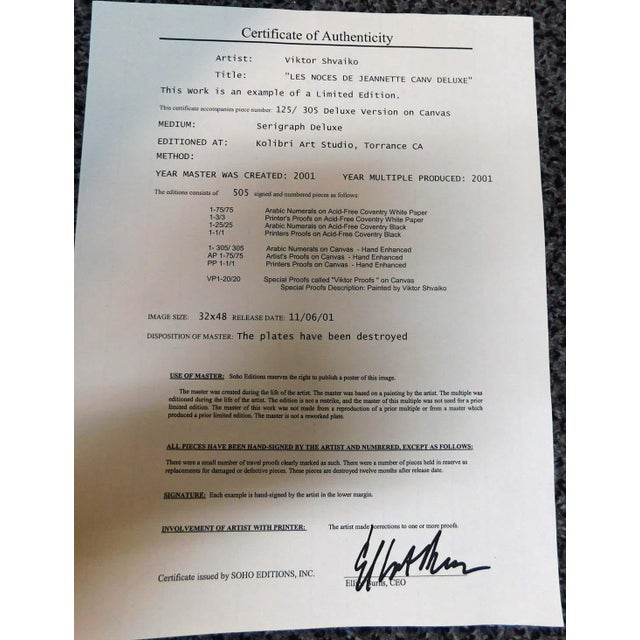 Impressionist Viktor Shvaiko Les Noces De Jean Framed Canvas Hand Signed Fine Art For Sale - Image 3 of 5