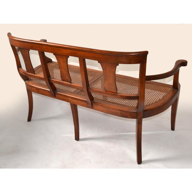 1970 Mid-Century Modern McGuire Attributed Solid Wood Caning Two-Seater Bench For Sale - Image 13 of 14