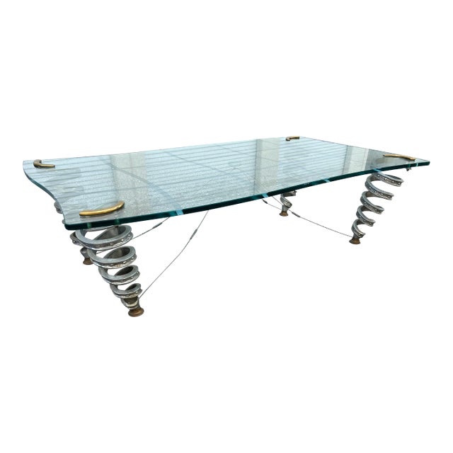 Stylish Spiral Metal Legs Coffee Table For Sale