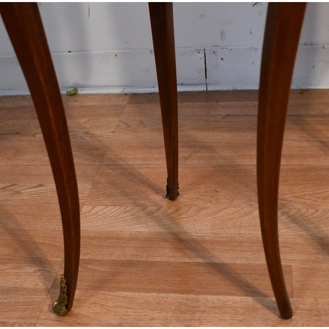 1880 Antique French Louis XV Walnut Inlaid Marble Top Nightstands Bedside Tables For Sale - Image 16 of 16